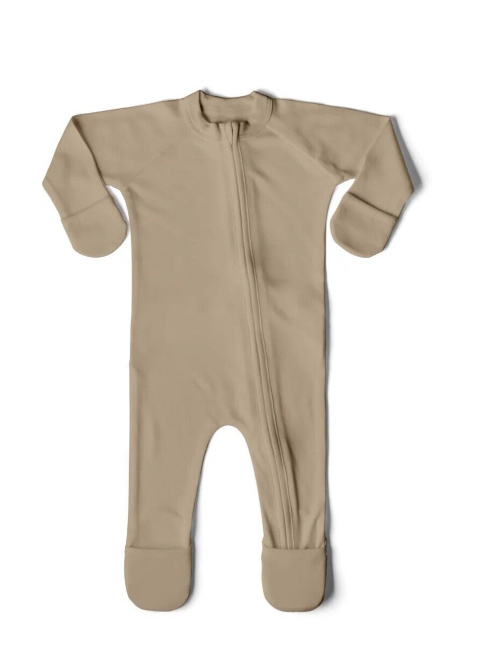 Goumi Grow With You  Sandstone Baby Footie SZ 3-6 mo Tan Bamboo Zippy Sleeper